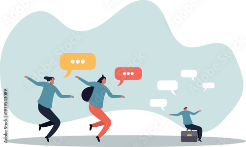 Workplace gossip, talking behind in the office, work bullying, chatter or rumor, rudeness voice or wrong information telling.human life and situation.