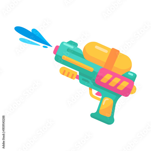 Cartoon Water Blaster Colorful Summer Fun for Kids Playful Water Gun Illustration.
