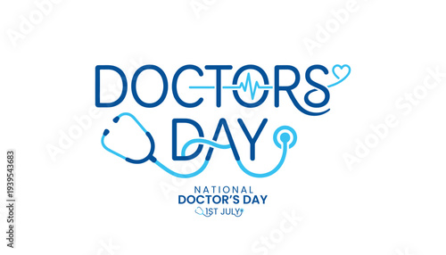 National Doctor's Day celebration with stethoscope and heartbeat design