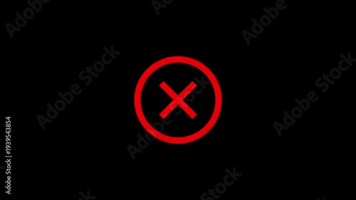 Cross symbol animation icon for delete action and rejection notice