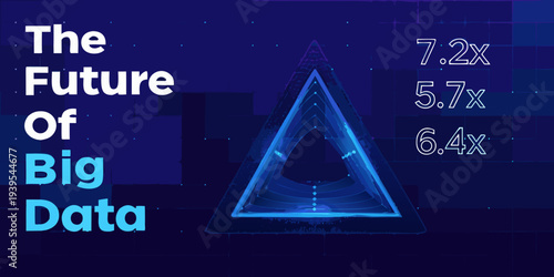 Abstract representation of big data growth with geometric shapes and text