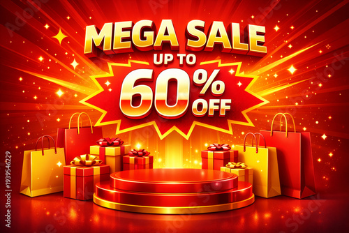 Mega sale up to 60 percent off with gifts and shopping bags