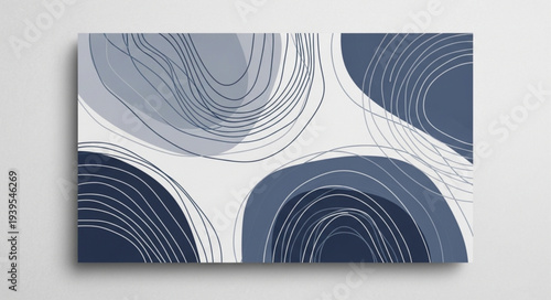 Abstract Circular Pattern Artwork with Blue and White Colors.