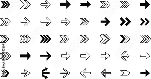 Collection of various arrow icons in different styles and directions