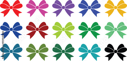 Colorful ribbon bows on a gift