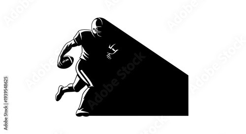American Football Player Running with Ball Silhouette