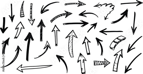 Collection of hand drawn arrows pointing in various directions