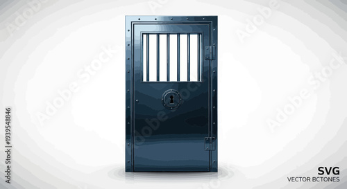 Secure Metal Vault Door with Bars, Symbol of Security, Safety, and Restricted Access
