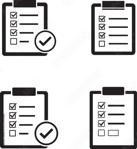 Checklist icons with checkboxes and clipboard