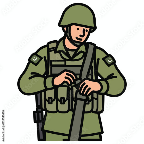 Pakistani soldier in uniform, army personnel in military gear, brave military man