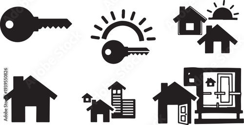 Real Estate and Home Ownership Icons Set
