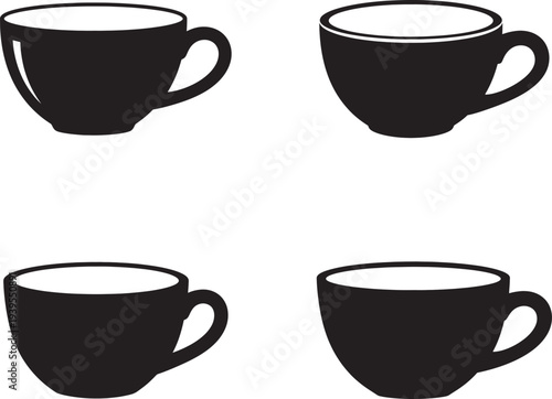 Four black coffee cups in a square formation