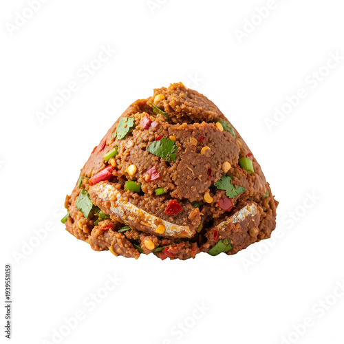 Brown Chili Con Carne with Vegetables Isolated on Transparent White Background
