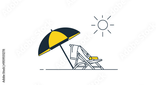 Beach Chair Umbrella Sun Relaxation Summer Vacation