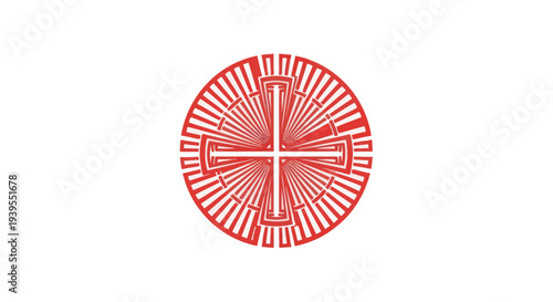 Red Cross Symbol Emblematic Circle Abstract Design