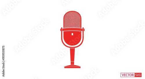 Vintage Red Microphone Icon - Retro Audio Recording Equipment