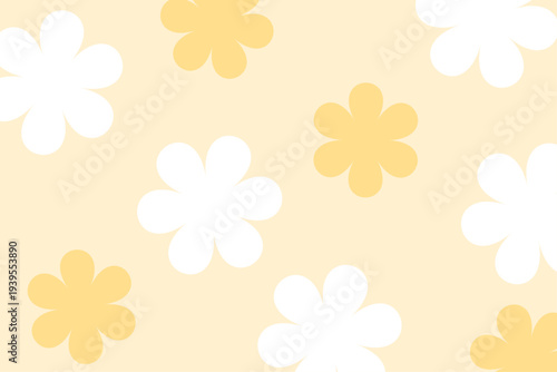 シンプルな花柄パターンのかわいいオレンジ背景素材