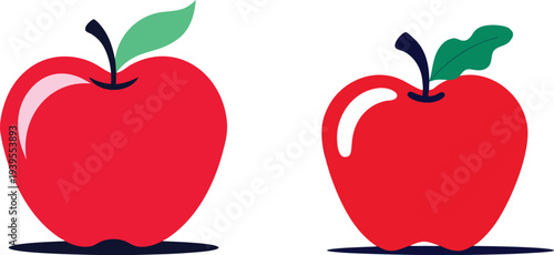 Red Apple Fruit Flat Vector Illustration