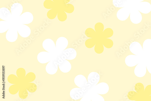 シンプルな花柄パターンのかわいい黄色背景素材