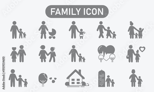 Family and Love Line Editable Icons set. Vector illustration in modern thin line style of relationships related icons. Traditional  couple, family members, symbols of love, and more.