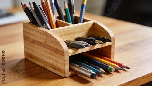 Minimalist Glass Water Carafe and Glass on Desk