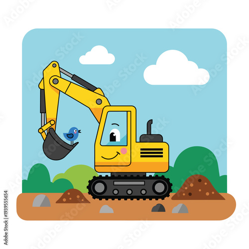 Smiling Excavator Digging