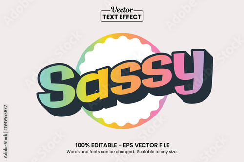 Sassy Colorful Gradient 3D Text Effect Editable Vector