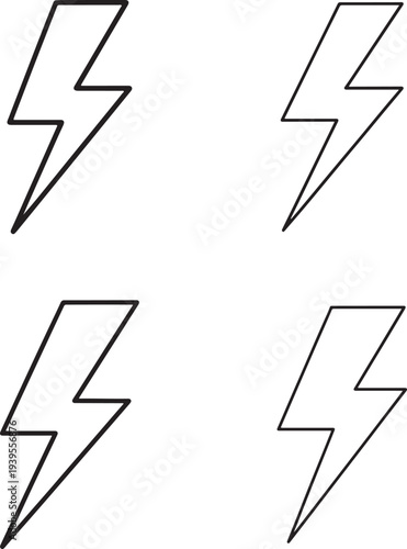 Four black and white lightning bolt icons 