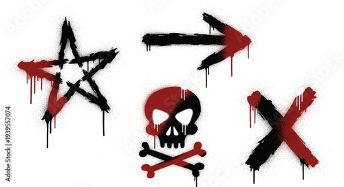 Graffiti Art Featuring Skull Crossbones and Stars.