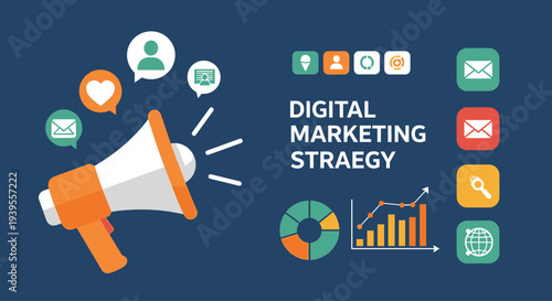 Digital Marketing Strategy Megaphone Icon.