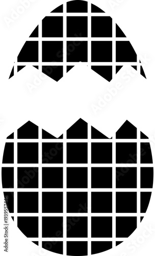 Divided Easter egg black silhouette clipart.
Two-halves Easter egg silhouette illustration.
Easter egg silhouette split vector.