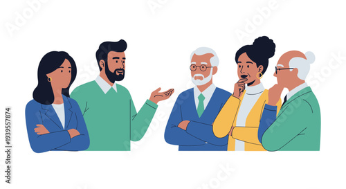 Diverse Business Group Discussion: Multigenerational Team Collaborating and Brainstorming Ideas