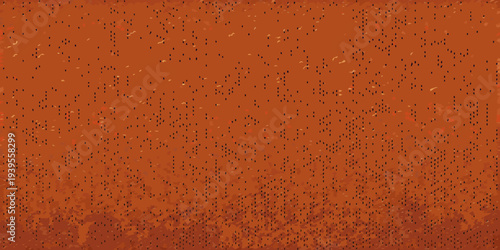 Abstract background with scattered dark shapes on a warm orange field