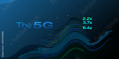 Abstract representation of 5g technology with flowing wave design