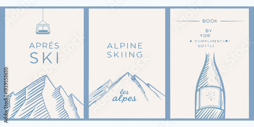 Apr s ski and alpine skiing themed book cover with a bottle illustration