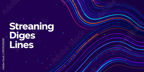 Streaming diges lines with colorful abstract and flowing wave patterns