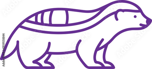 A cartoon drawing of an armadillo walking to the right Vector, illustration