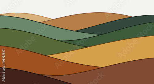 Abstract Rolling Hills Landscape Illustration.