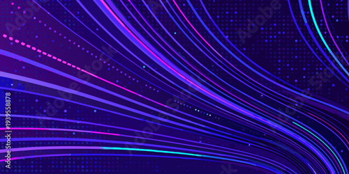 Abstract background with vibrant flowing lines and scattered dots