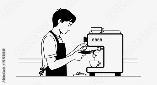 Barista Making Coffee with Machine.