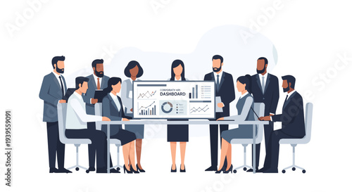 Business Professionals Meeting Around Table.