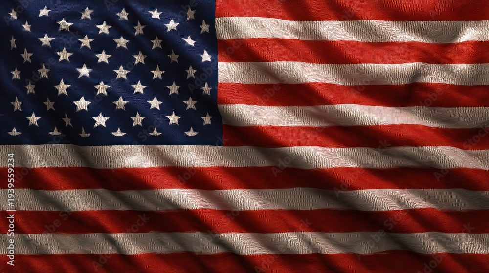 Fototapeta premium American flag waves displaying stars and stripes textured background