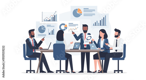 Business Team Meeting with Charts.