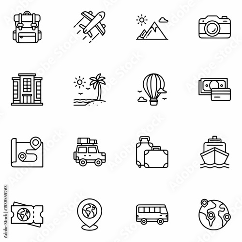 Travel icons set