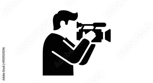 Cameraman Recording Video with Camera.