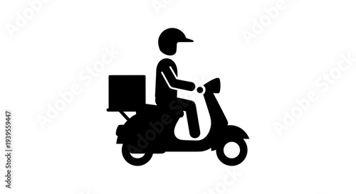 Delivery Person Riding Scooter Silhouette.