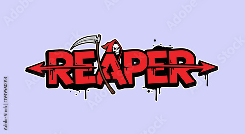 Grim Reaper Logo Design with Scythe.