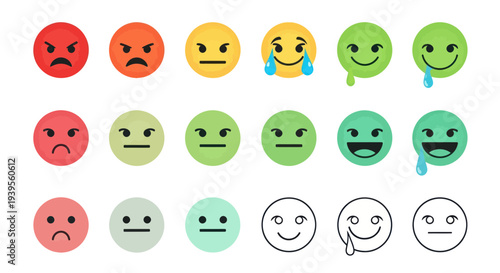 Emotions Scale Faces: From Anger to Happiness, Mood and Feedback Icons