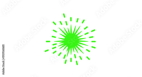 Green abstract starburst graphic element on white background