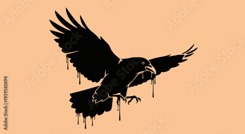 Black Bird Silhouette in Flight.